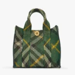 Burberry Women Mini Check Knitted Tote-Green 80957851