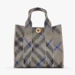 Burberry Women Mini Check Knitted Tote-Grey 80904041