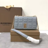 Burberry Women Small Quilted Lambskin Lola Bag-Blue