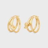 Celine Women Knot Double Hoops in Brass with Gold Finish