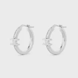 Celine Women Triomphe Sparkle Hoops in Strass and Brass with Rhodium Finish