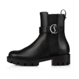 Christian Louboutin Women CL Chelsea Booty Lug Low Boots Calf Leather-Black