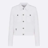 Dior Men Jacket White Cotton Denim with Gold-Tone Dior Around the World Motif