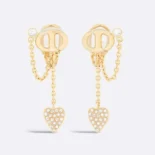 Dior Women CD Navy Clip-On Earrings Gold-Finish Metal and Silver-Tone Crystals