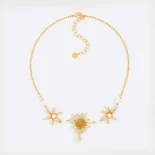 Dior Women Chardons Short Necklace Gold-Finish Metal and White Resin Pearls