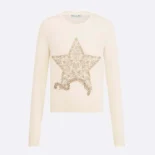Dior Women Embroidered Sweater Ecru Cashmere Knit-514S57G0027
