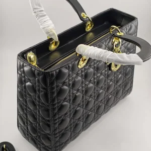 Dior Women Large Lady Dior Bag Black Cannage Lambskin M0566ONGE