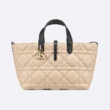 Dior Women Medium Dior Toujours Bag Rope Beige and Black Macrocannage Calfskin