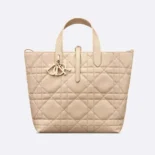 Dior Women Medium Dior Toujours Vertical Tote Bag Powder Beige Macrocannage Calfskin