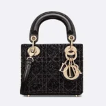 Dior Women Micro Lady Dior Bag Gray Metallic Cannage Lambskin with Bead Embroidery