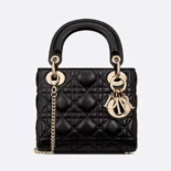 Dior Women Mini Lady Dior Bag Black Cannage Lambskin M0505ONGE