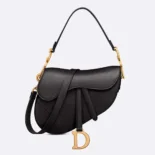 Dior Women Saddle Bag with Strap Black Grained Calfskin M0455CBAA