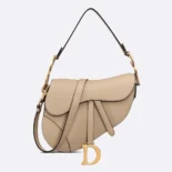 Dior Women Saddle Bag with Strap Sand-Colored Grained Calfskin M0455CBAA