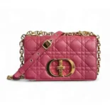 Dior Women Small Dior Caro Bag Rose Supple Cannage Calfskin