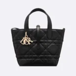 Dior Women Small Dior Toujours Vertical Tote Bag Black Macrocannage Calfskin