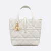 Dior Women Small Dior Toujours Vertical Tote Bag Latte Macrocannage Calfskin