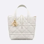 Dior Women Small Dior Toujours Vertical Tote Bag Latte Macrocannage Calfskin