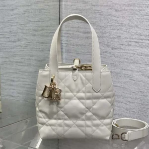 Dior Women Small Dior Toujours Vertical Tote Bag Latte Macrocannage Calfskin