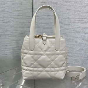 Dior Women Small Dior Toujours Vertical Tote Bag Latte Macrocannage Calfskin