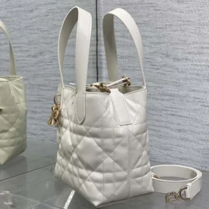 Dior Women Small Dior Toujours Vertical Tote Bag Latte Macrocannage Calfskin