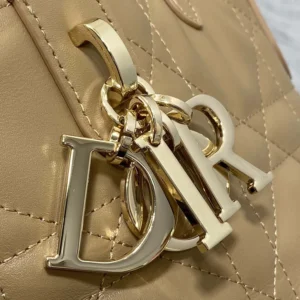 Dior Women Small Dior Toujours Vertical Tote Bag Medium Tan Macrocannage Calfskin