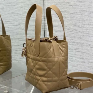 Dior Women Small Dior Toujours Vertical Tote Bag Medium Tan Macrocannage Calfskin