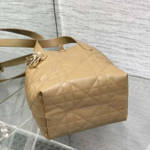 Dior Women Small Dior Toujours Vertical Tote Bag Medium Tan Macrocannage Calfskin