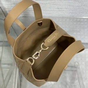 Dior Women Small Dior Toujours Vertical Tote Bag Medium Tan Macrocannage Calfskin