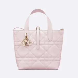 Dior Women Small Dior Toujours Vertical Tote Bag Pale Pink Macrocannage Calfskin