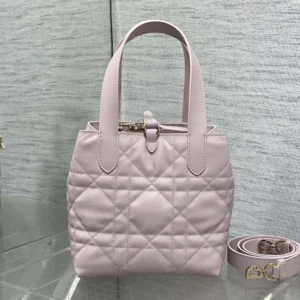 Dior Women Small Dior Toujours Vertical Tote Bag Pale Pink Macrocannage Calfskin