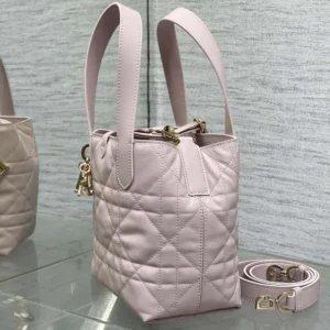 Dior Women Small Dior Toujours Vertical Tote Bag Pale Pink Macrocannage Calfskin