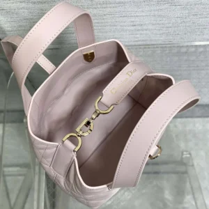 Dior Women Small Dior Toujours Vertical Tote Bag Pale Pink Macrocannage Calfskin