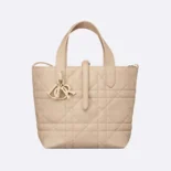 Dior Women Small Dior Toujours Vertical Tote Bag Powder Beige Macrocannage Calfskin