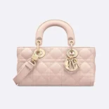Dior Women Small Lady D-Joy Bag Powder Pink Cannage Lambskin