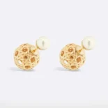 Dior Women Tribales Earrings Gold-Finish Metal and White Resin Pearls