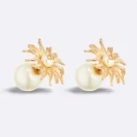Dior Women Tribales Earrings Gold-Finish Metal and White Resin Pearls E3648WOMRS