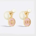 Dior Women Tribales Earrings Gold-Finish Metal with Hydrangea Pink Transparent Resin