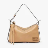Fendi Unisex Simply Fendi Medium Beige Leather Bag