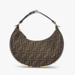 Fendi Women Fendigraphy Small Brown FF Jacquard Fabric Bag