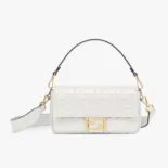 Fendi Women Medium Baguette White Leather Bag