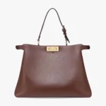 Fendi Women Peekaboo Soft Large Dark Brown Leather Bag