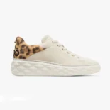 Jimmy Choo Women Diamond Maxi/F II Chalk Leopard Print Leather Trainers