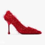 Jimmy Choo Women Ixia 95 Ruby Red Tinsel Pumps