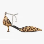 Jimmy Choo Women Stevie 50 Natural Leopard Print Pony Pumps