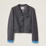 Miu Miu Women Single-breasted Cropped Gabardine Jacket MH1783
