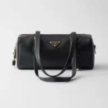 Prada Women Medium Leather Top-handle Bag with Padlock-Black 1BB127