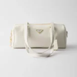 Prada Women Medium Leather Top-handle Bag with Padlock-White 1BB127