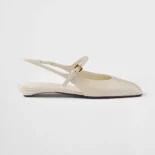 Prada Women Patent Leather Slingback Ballerinas-White ather