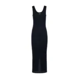 Prada Women Ribbed knit jersey Midi-dress-Black