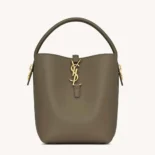 Saint Laurent YSL Women Le 37 Small in Shiny Leather-Dark Green